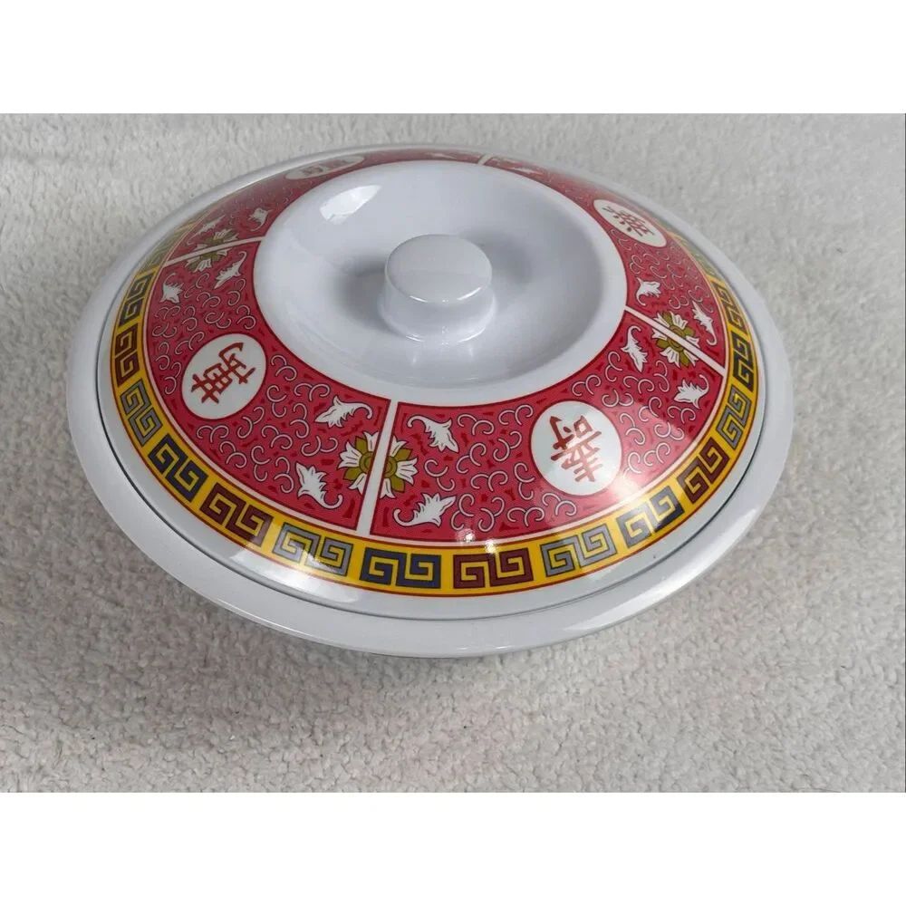 Thunder Group 8011TR 80 oz Longevity Pattern Melamine Serving Bowl w/Lid